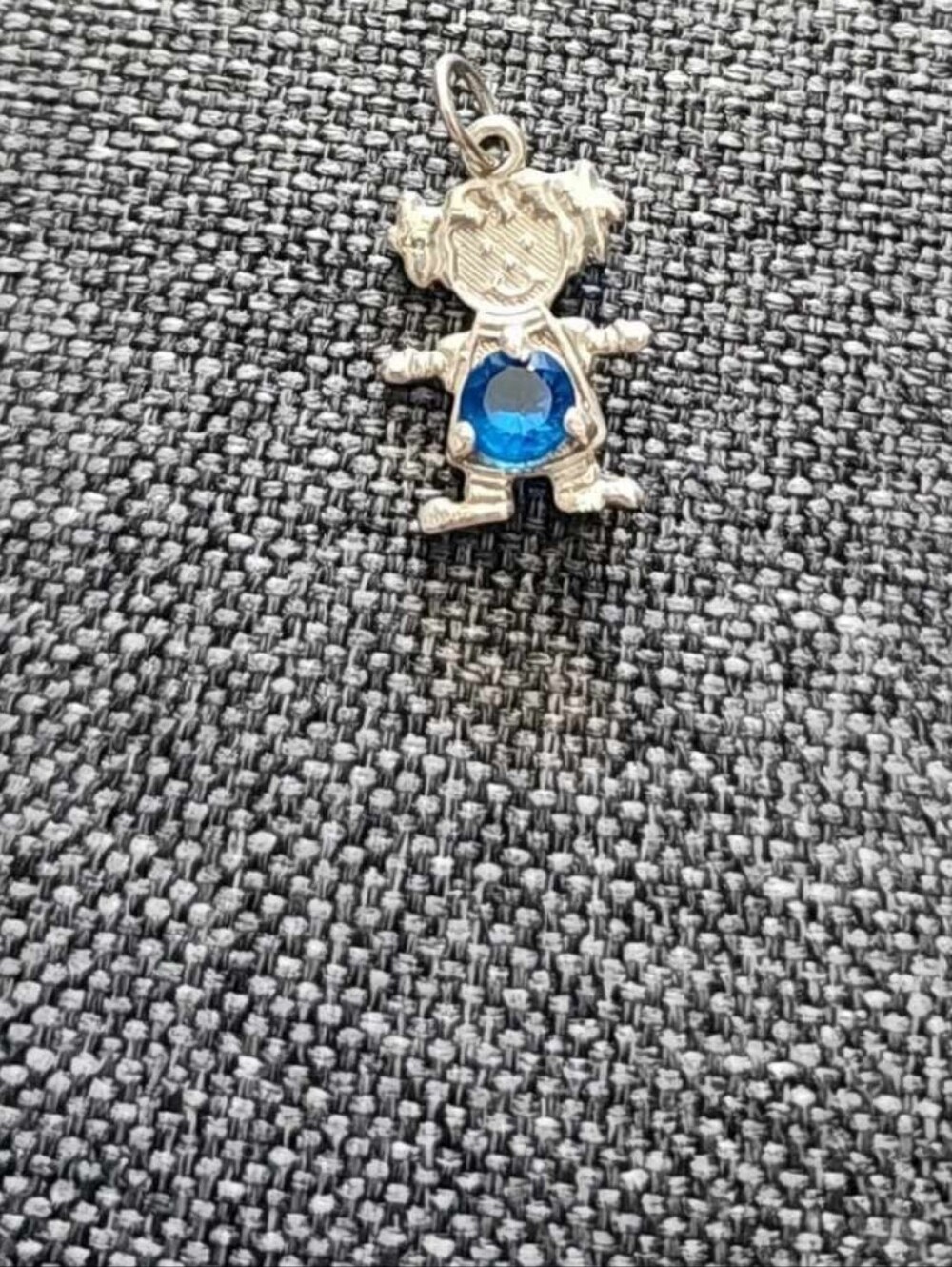 9.25 Silver Kids Pendant Charm with Blue Gemstone